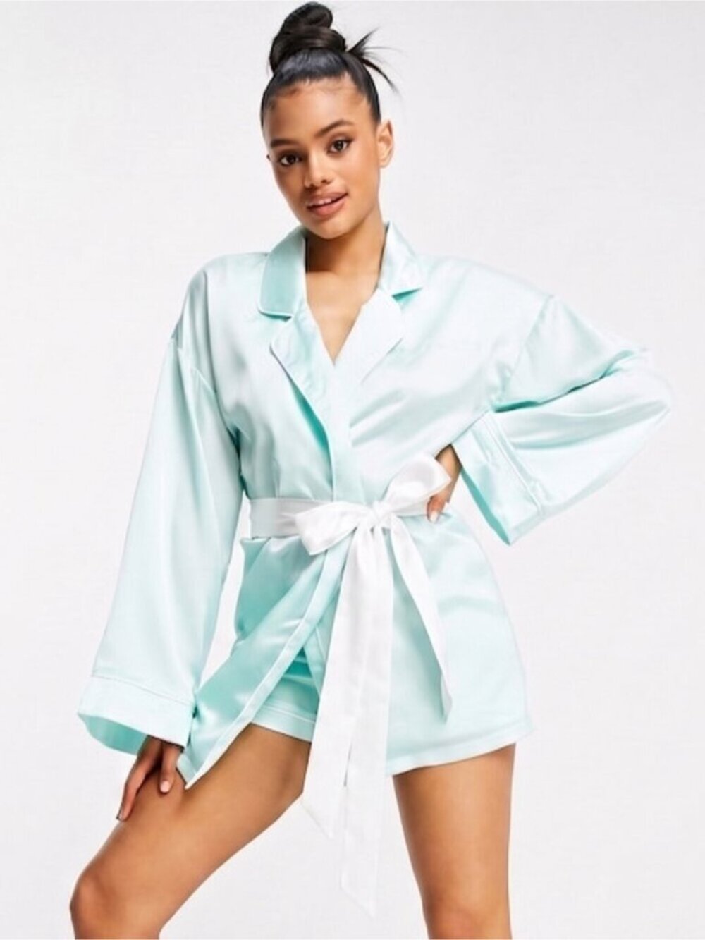 Missguided Satin Robe Blue Size XS or XXL